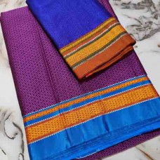 Purple khun saree with royal blue blouse pc