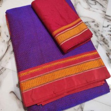 Purple Khun saree with reddish maroon blouse pc