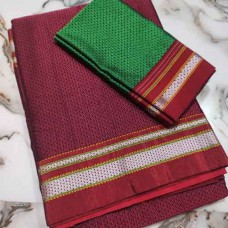 Maroon choli khan saree with emerald green blouse pc