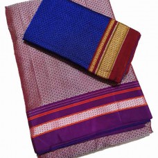 Mauve khun saree with royal blue blouse pc