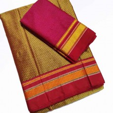 Mustard khun saree with rani blouse pc