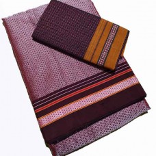 Mauve cotton khan saree with dark brown blouse pc