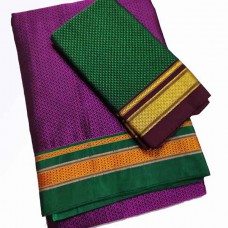 Wine khun saree with green blouse pc