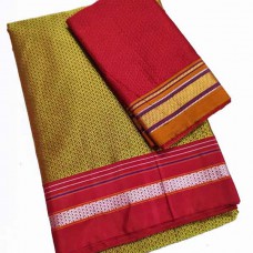 Mustard khana saree with red blouse pc