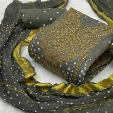 Bandhani dress material in brownish grey colour
