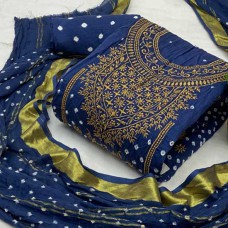 Bandhani dress material in royal blue colour