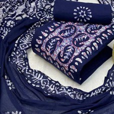 Batik dress material in blue colour