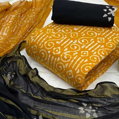 Buy wax batik dress material from Gujarat with nice color combination