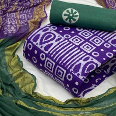 Batik dress material in Purple & green