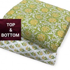 Jaipur cotton material with green & yellow print