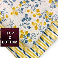 Jaipur cotton material in white with yellow grey print