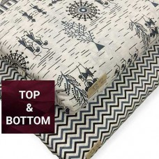 Jaipur cotton material in white with grey black warli print