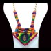 Multi-Coloured Fabric Jewellery with triangular pendant