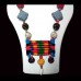 Multi-Coloured Fabric Jewellery with rectangular thread pendant