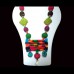 Multi-Coloured Fabric Jewellery with green earrings