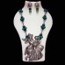 Handmade jewellery with Blue-green thread beads and oxidise pendant