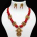 Necklace with thread beads & durga maata brass pendant