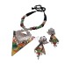 Women's fabric jewellery with printed tussar silk pendant