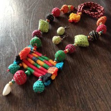 Multi-Coloured Fabric Jewellery with green earrings