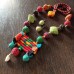 Multi-Coloured Fabric Jewellery with green earrings