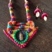 Multi-Coloured Fabric Jewellery with triangular pendant