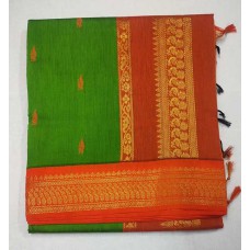 Kalyani cotton in Green & Orange