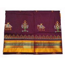 Maroon mustard kasuti saree