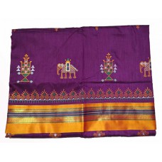 Purple mustard kasuti saree