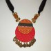 Red, mustard, black khan fabric jewellery 