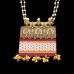 khun jewellery with off-white beads and golden ghungroos