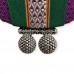 Khan fabric choker in purple with green border