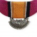 Khan fabric choker in Rani pink with black border