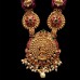 Khan fabric jewellery created from Rani pink khun fabric & temple jewellery