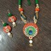 khun necklace set in orange khan fabric with Morpankh motif