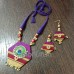 khan fabric jewellery set made from Rani pink/Violet two-tone khan fabric