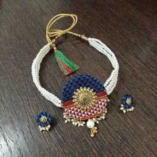 Khan fabric pearl choker set