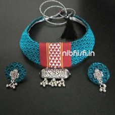 Khan choker necklace set in morpankh colour