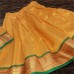 Mango colour paithani border traditional skirt top for baby girl