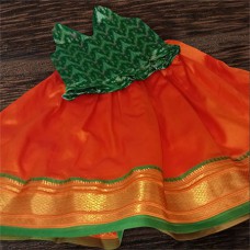 Orange/green paithani border skirt top