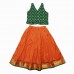 Orange/green paithani border skirt top