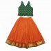 Orange/green paithani border skirt top