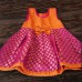 Traditional dress for newborn baby girl in Magenta & orange brocade