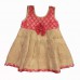 Beige & Coral brocade frock for baby girl