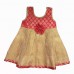 Beige & Coral brocade frock for baby girl