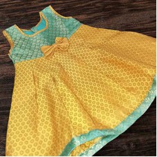 Newborn traditional frock in Mango & mint brocade 