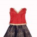 Navy & red brocade skirt top