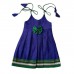 Royal blue khan frock for baby girl with green border