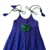 Royal blue khan frock for baby girl with green border