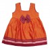 Mustard square neck khun frock with maroon border