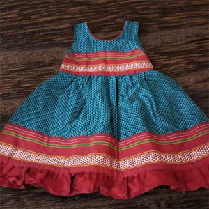 Firozi Khun frock with reddish maroon border